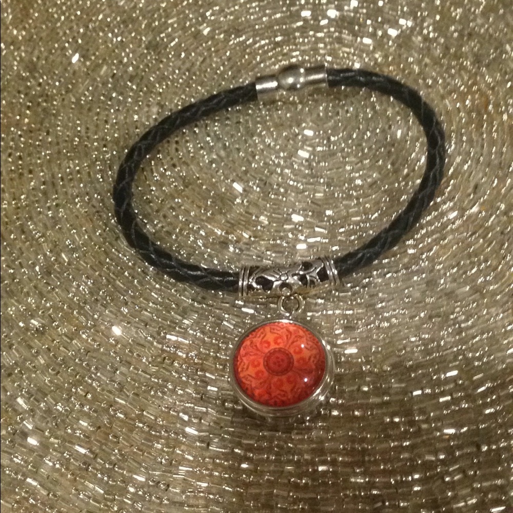 Black leather rope bracelet